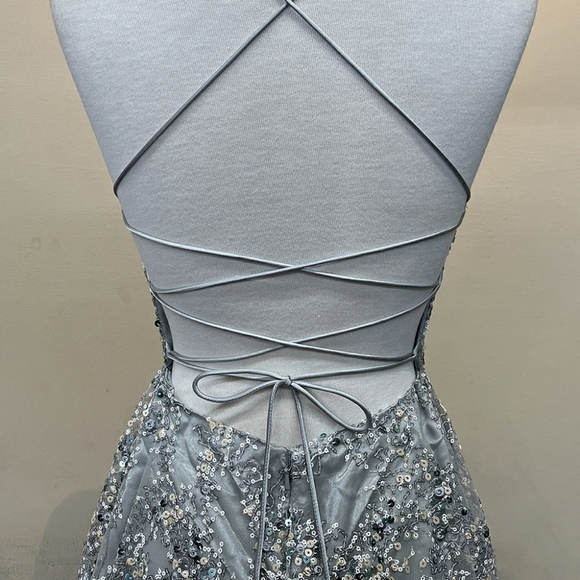COPY - Silver sequin formal evening homecoming prom party dress - Picture 5 of 6
